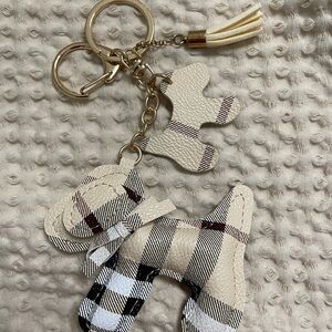 Plaid Dog Keychain with Tassel